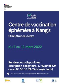 Affiche vaccination - créneaux mars 2022