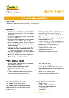 Fiche de poste : adjoint d'animation H/F