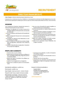 Fiche de poste : Directeur financier (h/f)